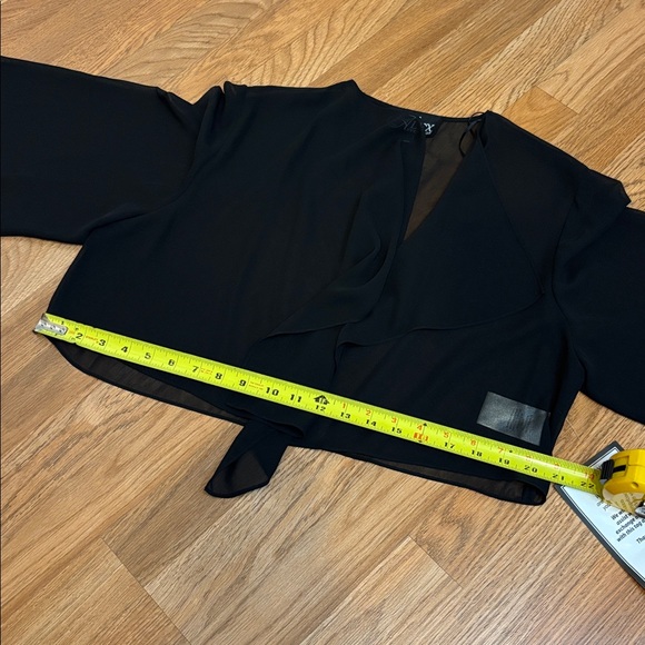 NWT Alex Evenings black sheer 3/4 split sleeve open cardigan. Size L. - Picture 15 of 17
